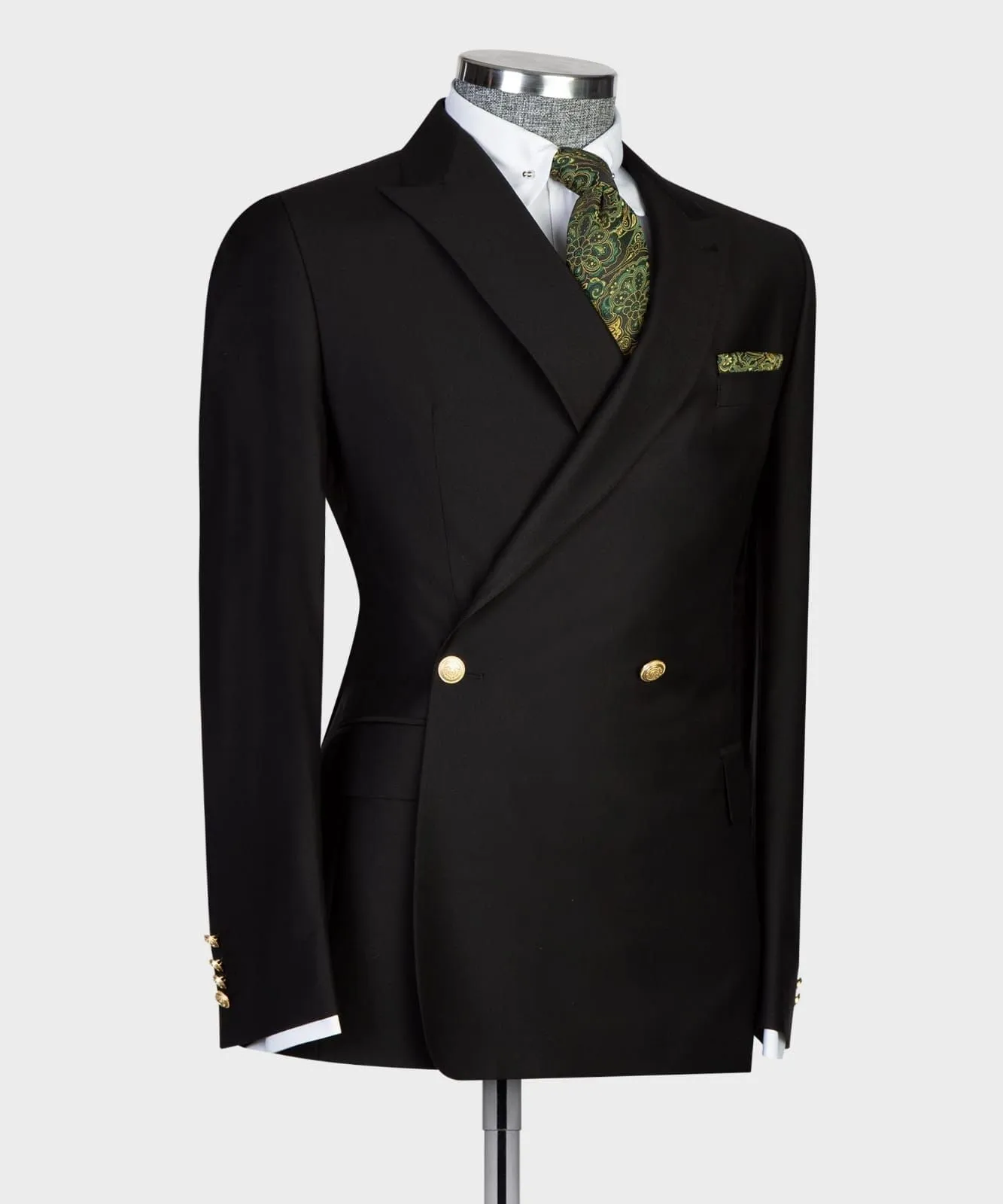 Mens Classic Black Double Breasted Suit