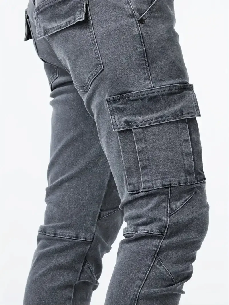 Men's Trendy Slim-fit Denim Cargo Pants with Pockets | Perfect for Everyday Wear