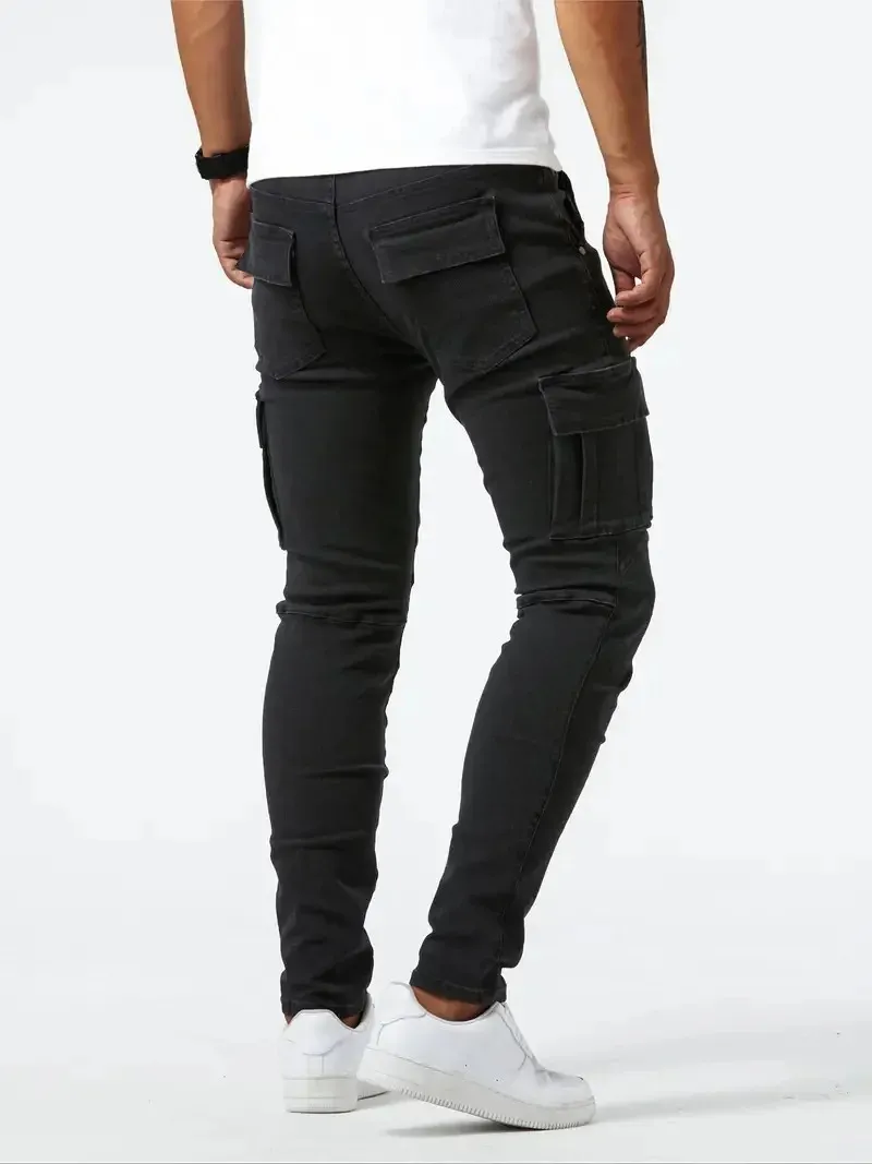 Men's Trendy Slim-fit Denim Cargo Pants with Pockets | Perfect for Everyday Wear