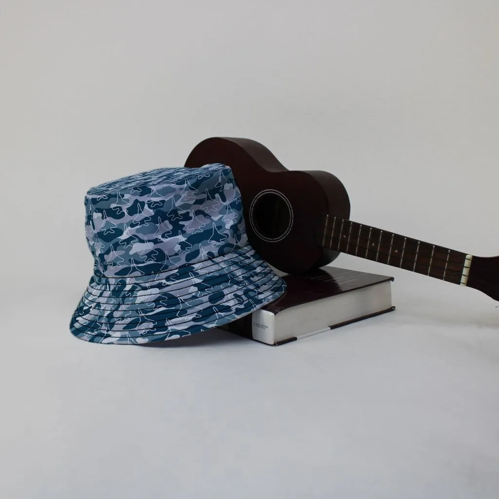 Military Fighter Jet Navy Camo Blue Bucket Hat