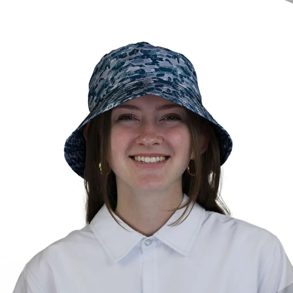 Military Fighter Jet Navy Camo Blue Bucket Hat