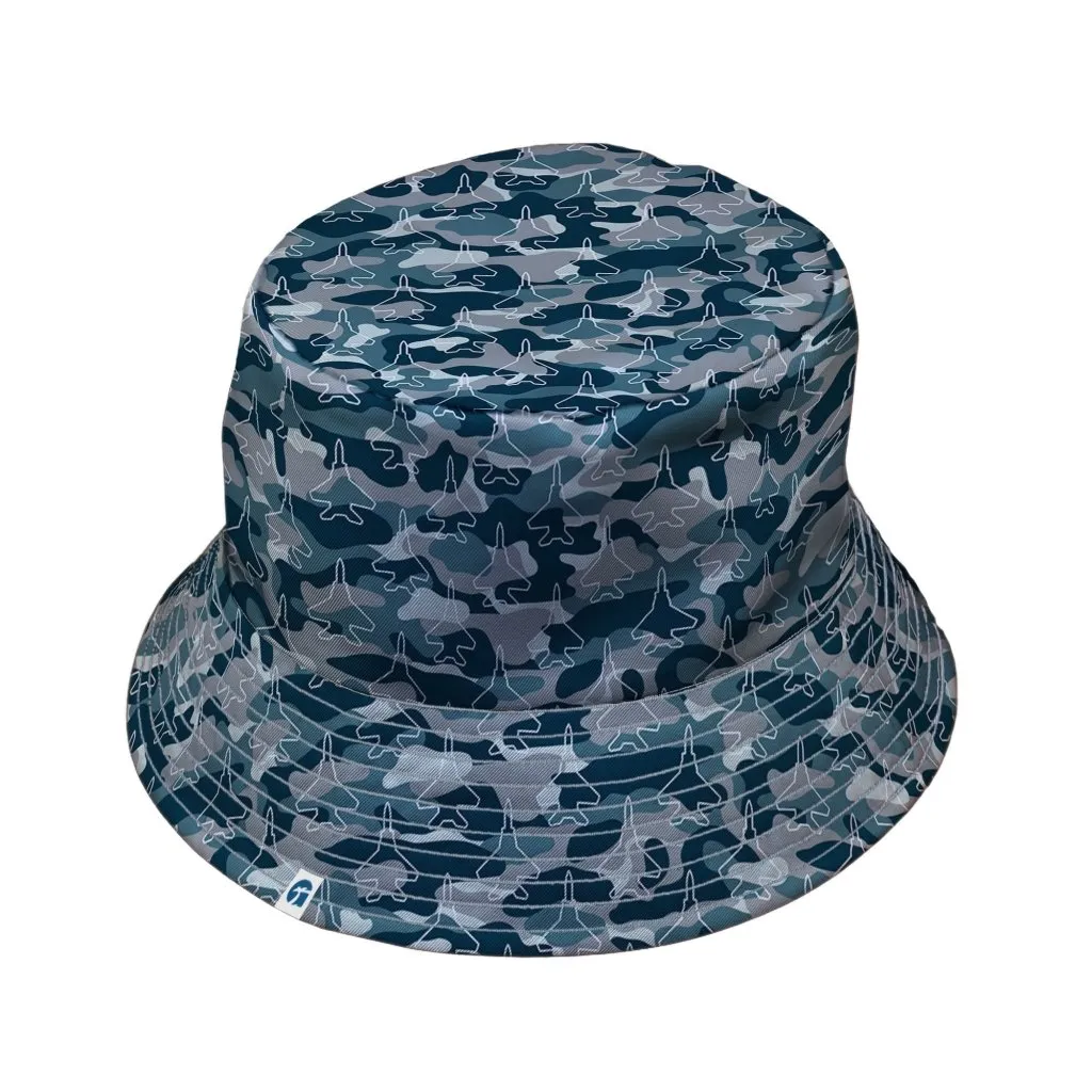 Military Fighter Jet Navy Camo Blue Bucket Hat