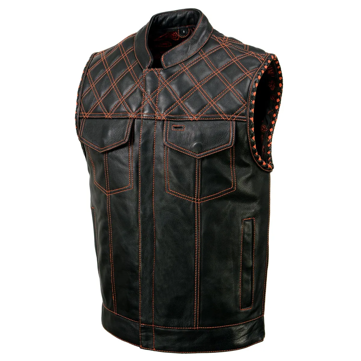 Milwaukee Leather MLM3527 Men's Black 'Paisley' Accented w/ Orange