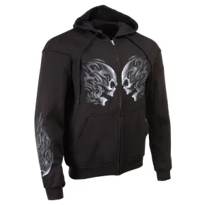 Milwaukee Leather MPMH118001 Men’s ‘Head Butt Skulls’ Black Hoodie with Zipper Closure