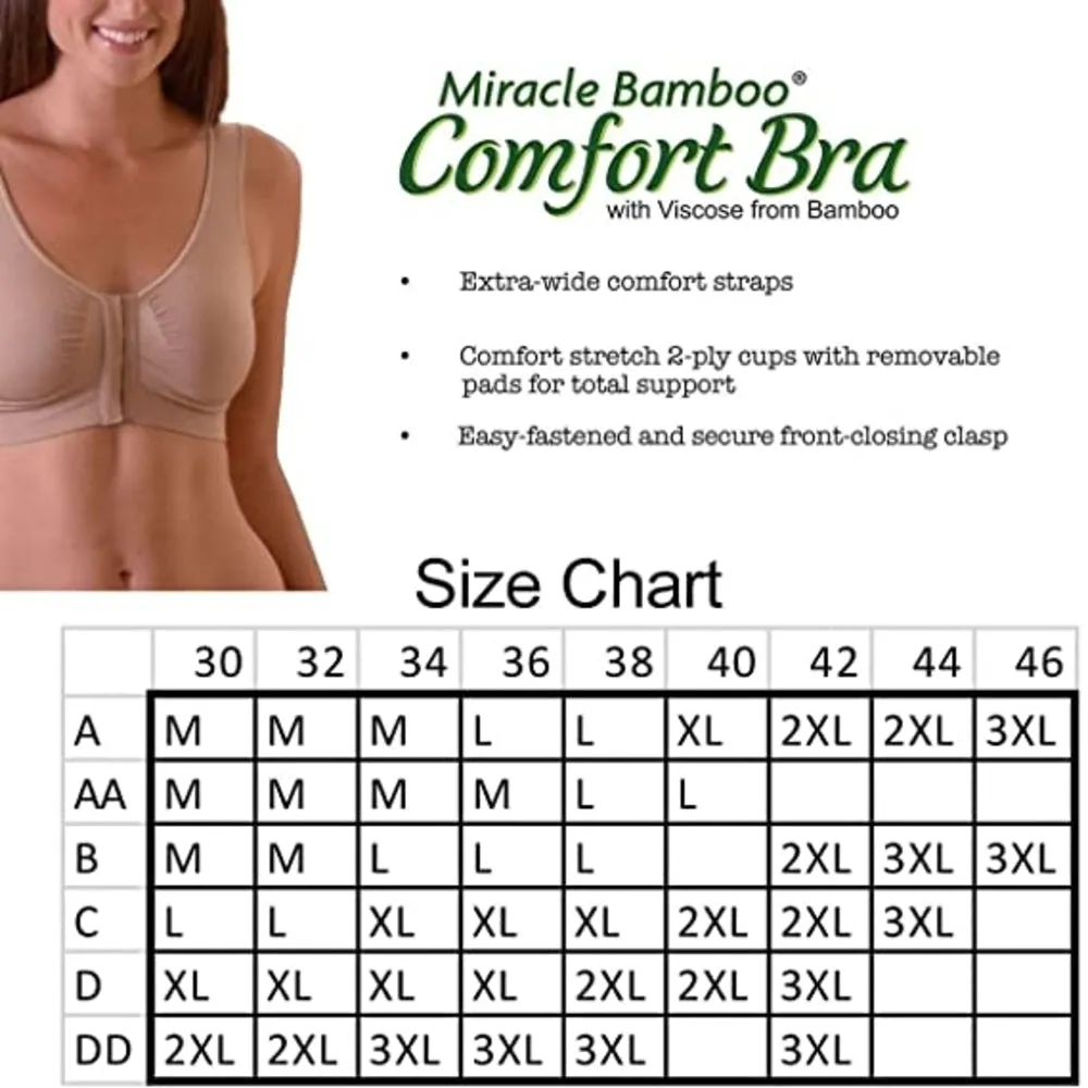 Miracle Bamboo Comfort Bra - Black - Medium (Bust 35"-37")