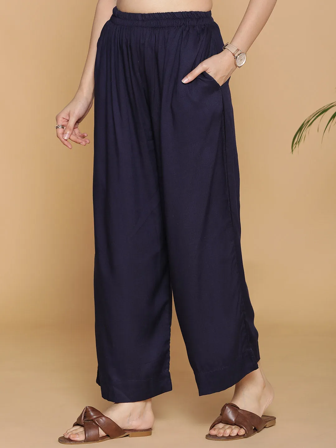 Navy Palazzo Pants