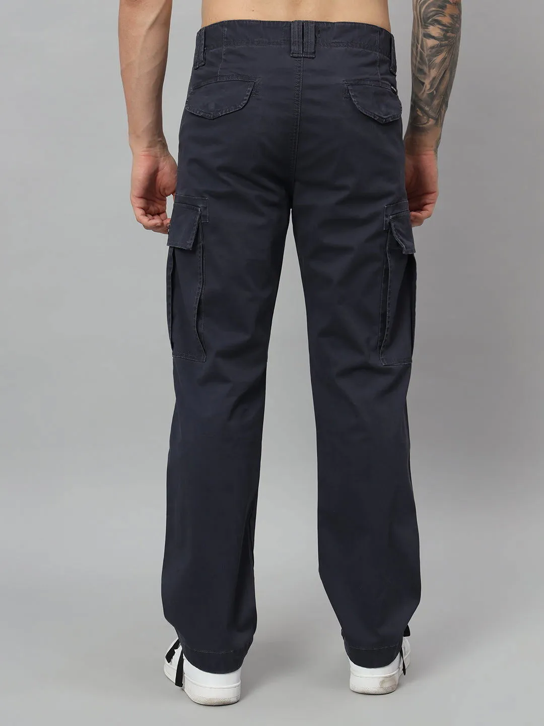 NAVY WASHED BAGGY CARGO