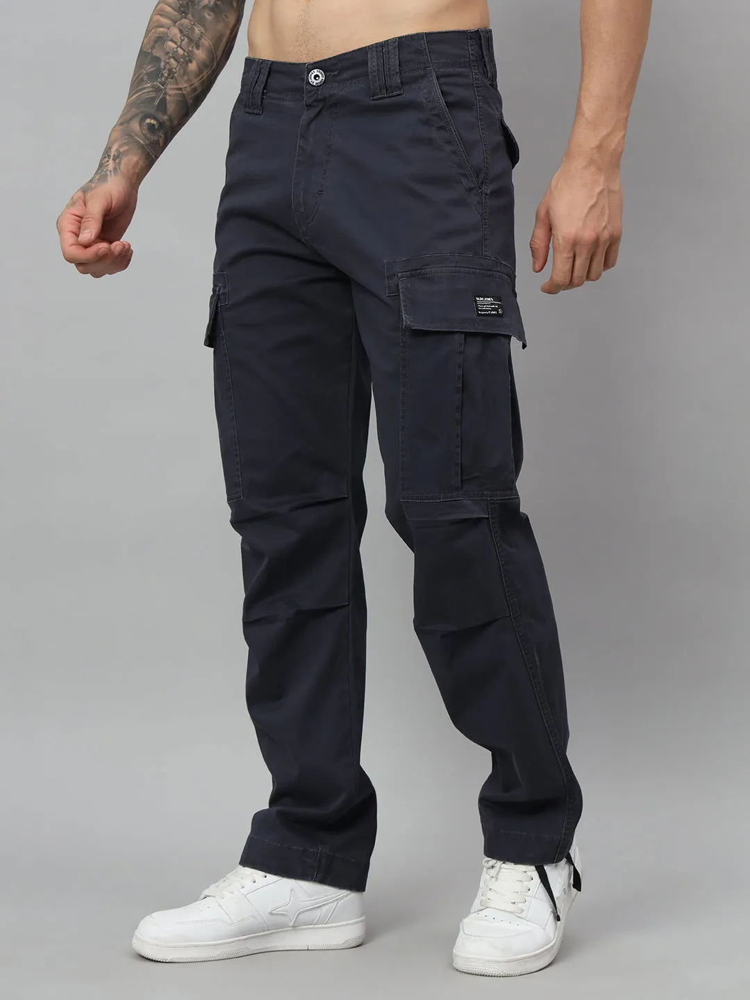 NAVY WASHED BAGGY CARGO