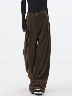 Oversized Corduroy Pleated Trendy Wide Leg Pants