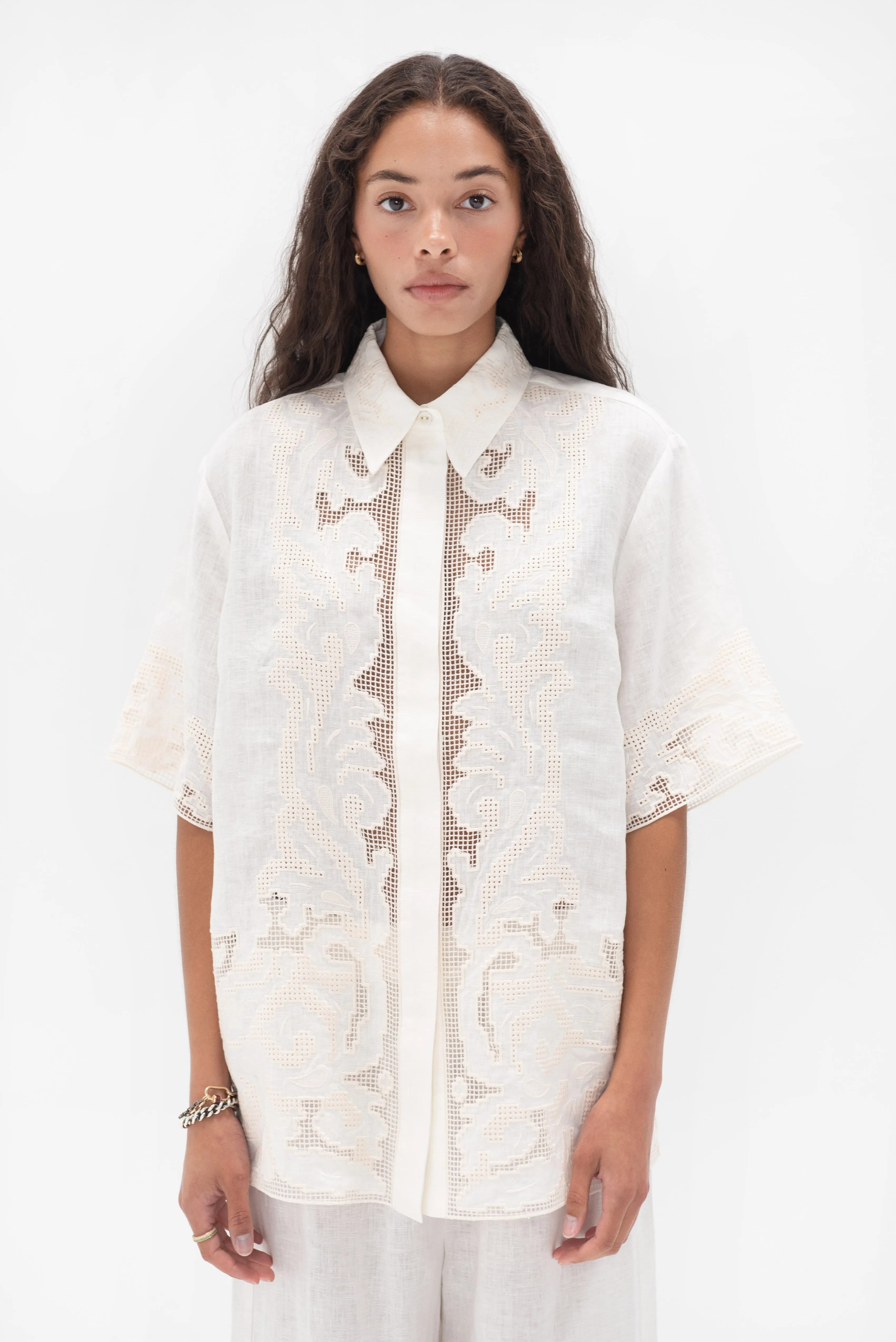 Pegasus Embroidered Shirt, Ivory