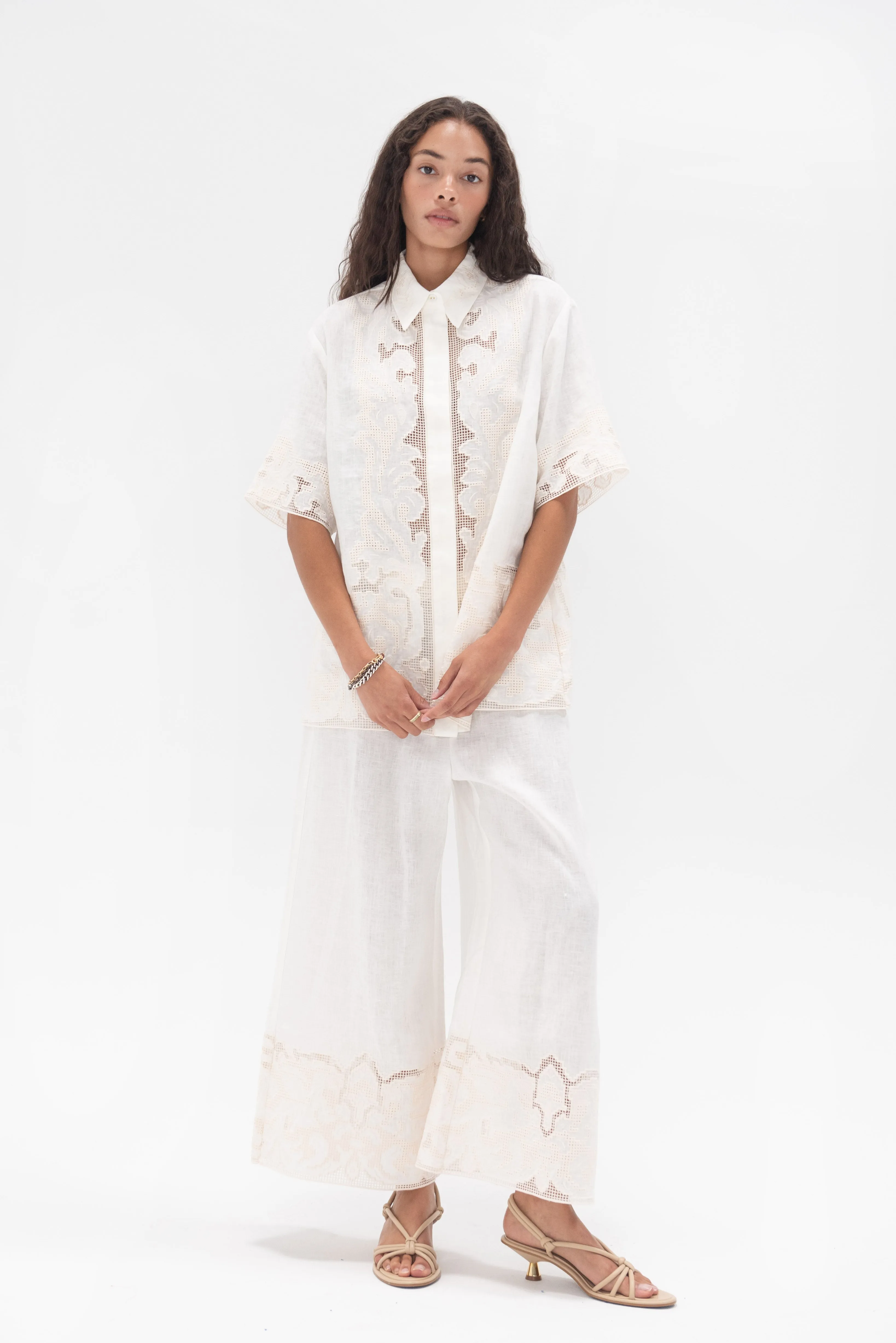 Pegasus Embroidered Shirt, Ivory