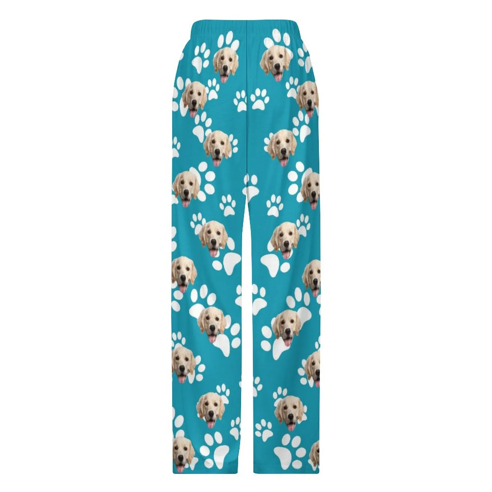 Personalized Long Pajama Pants Lacing Custom Pet Face Foot Print Multicolor Sleepwear Slumber Party