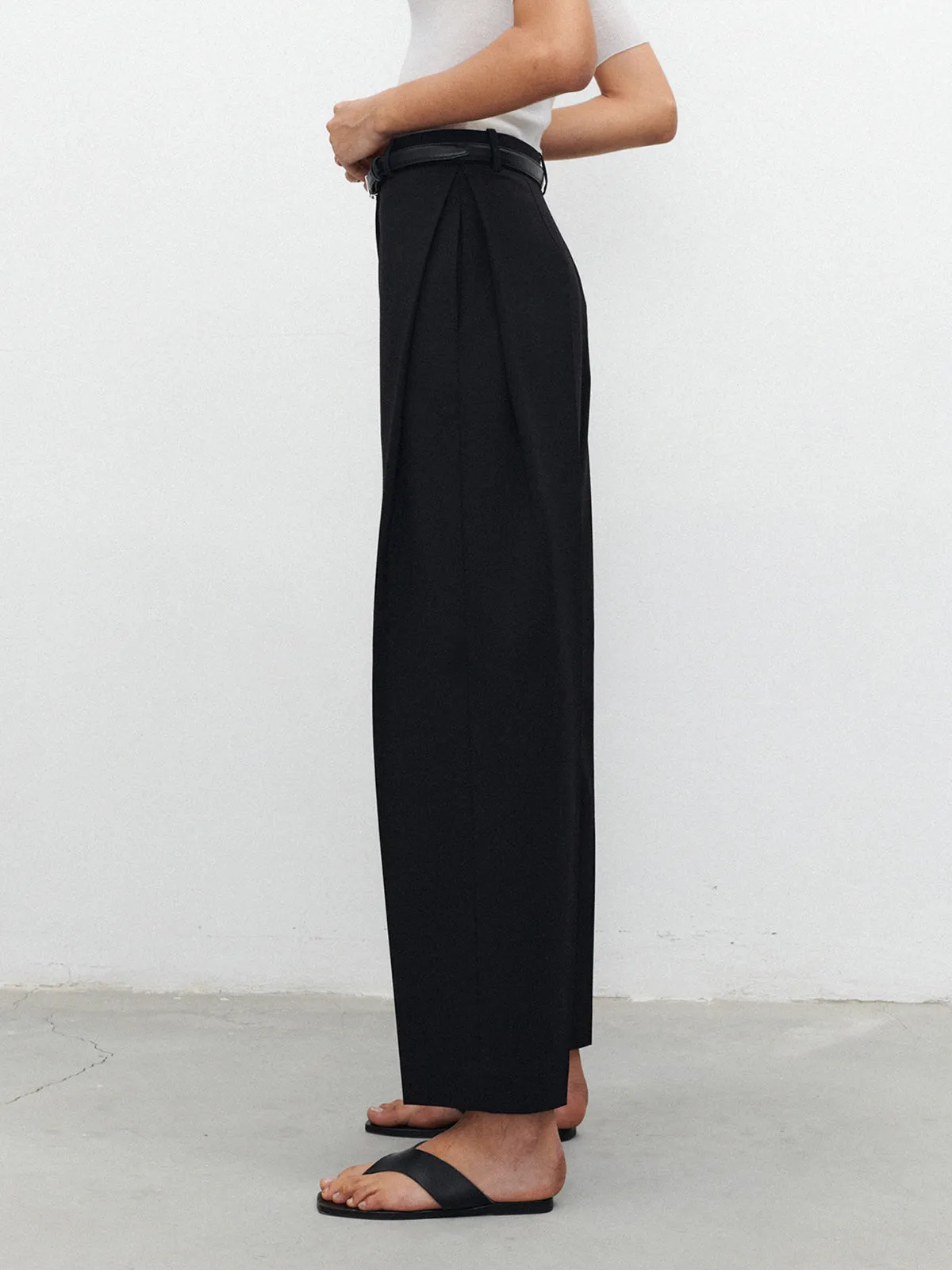 Pocket Straight Leg Trendy Pants Without Belt