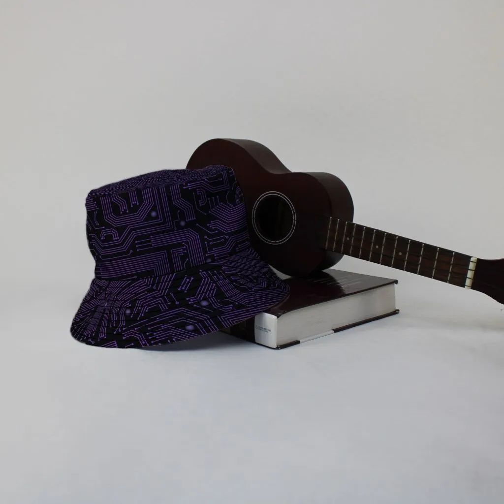 Purple Computer Circuit Board Bucket Hat