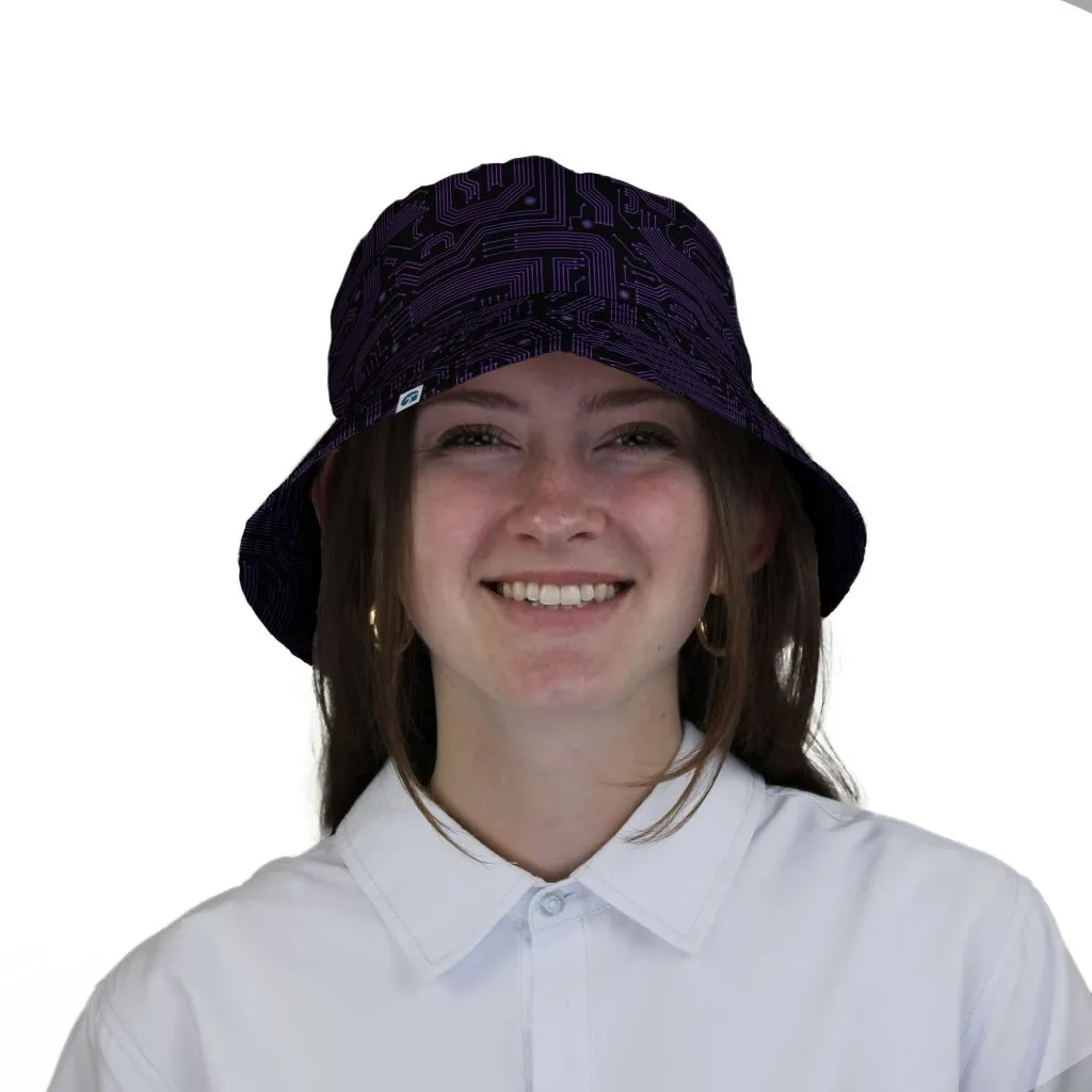 Purple Computer Circuit Board Bucket Hat