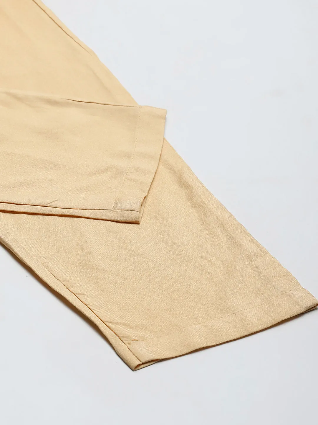 Rayon Solid Women's Pants - Beige