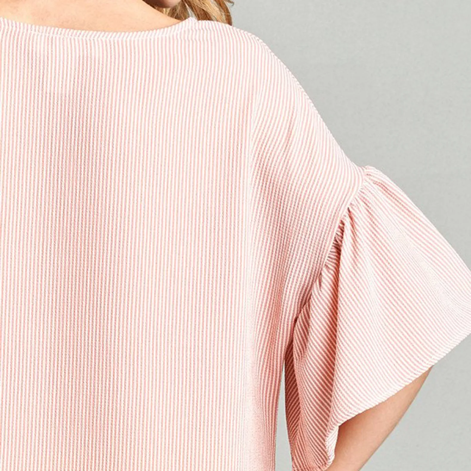 Relaxed Fit Striped Bell Sleeve Top