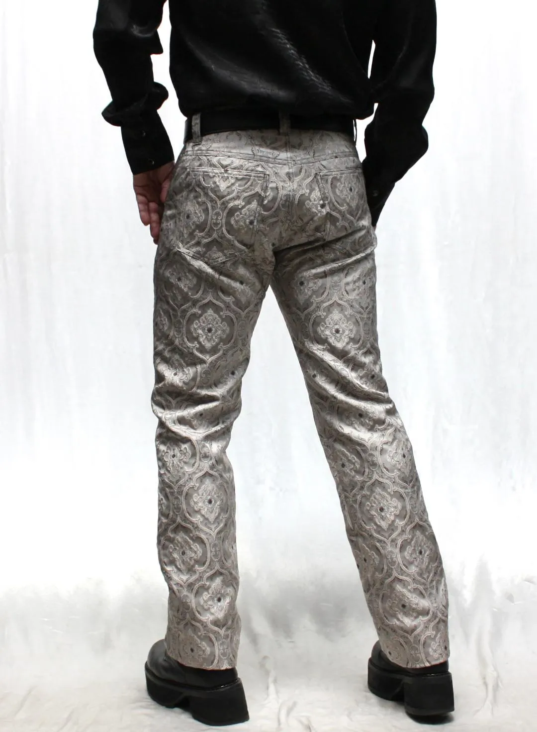 ROCKER PANTS - EDWARDIAN BROCADE - SILVER