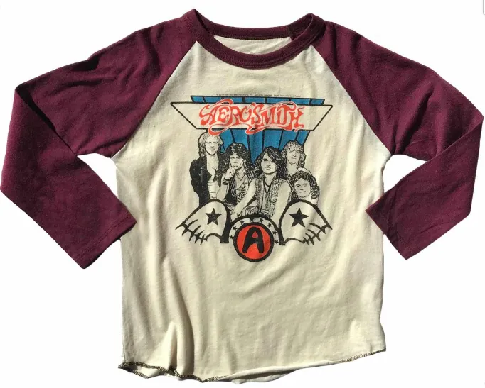 Rowdy Sprout - Aerosmith Raglan in Cream and Port