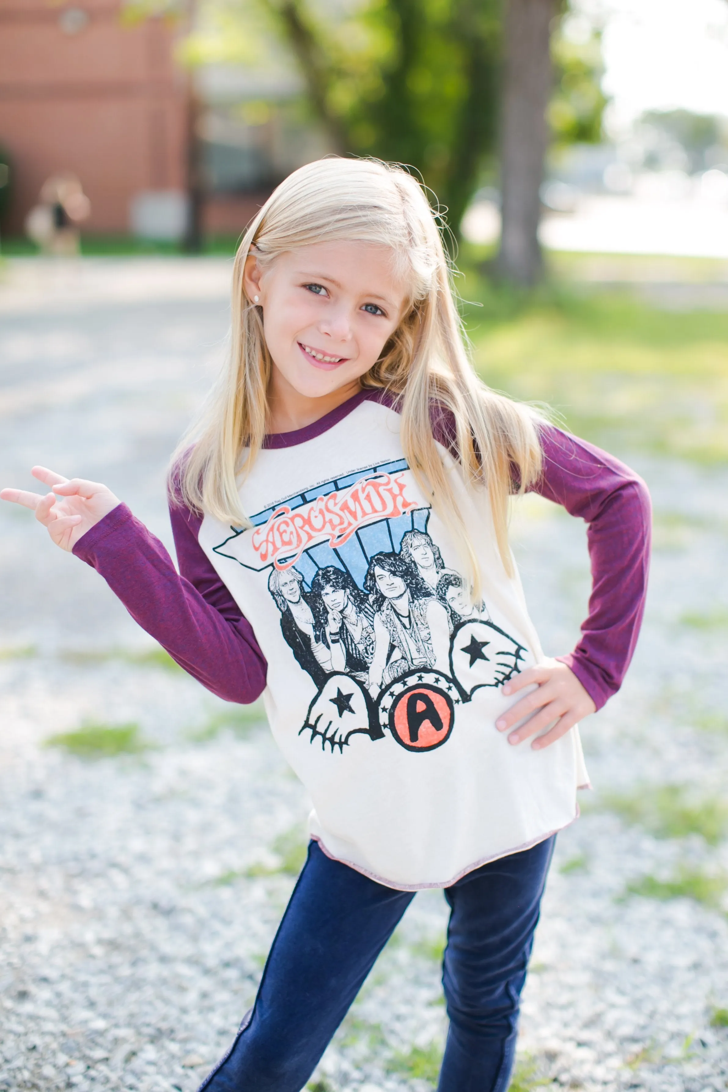 Rowdy Sprout - Aerosmith Raglan in Cream and Port