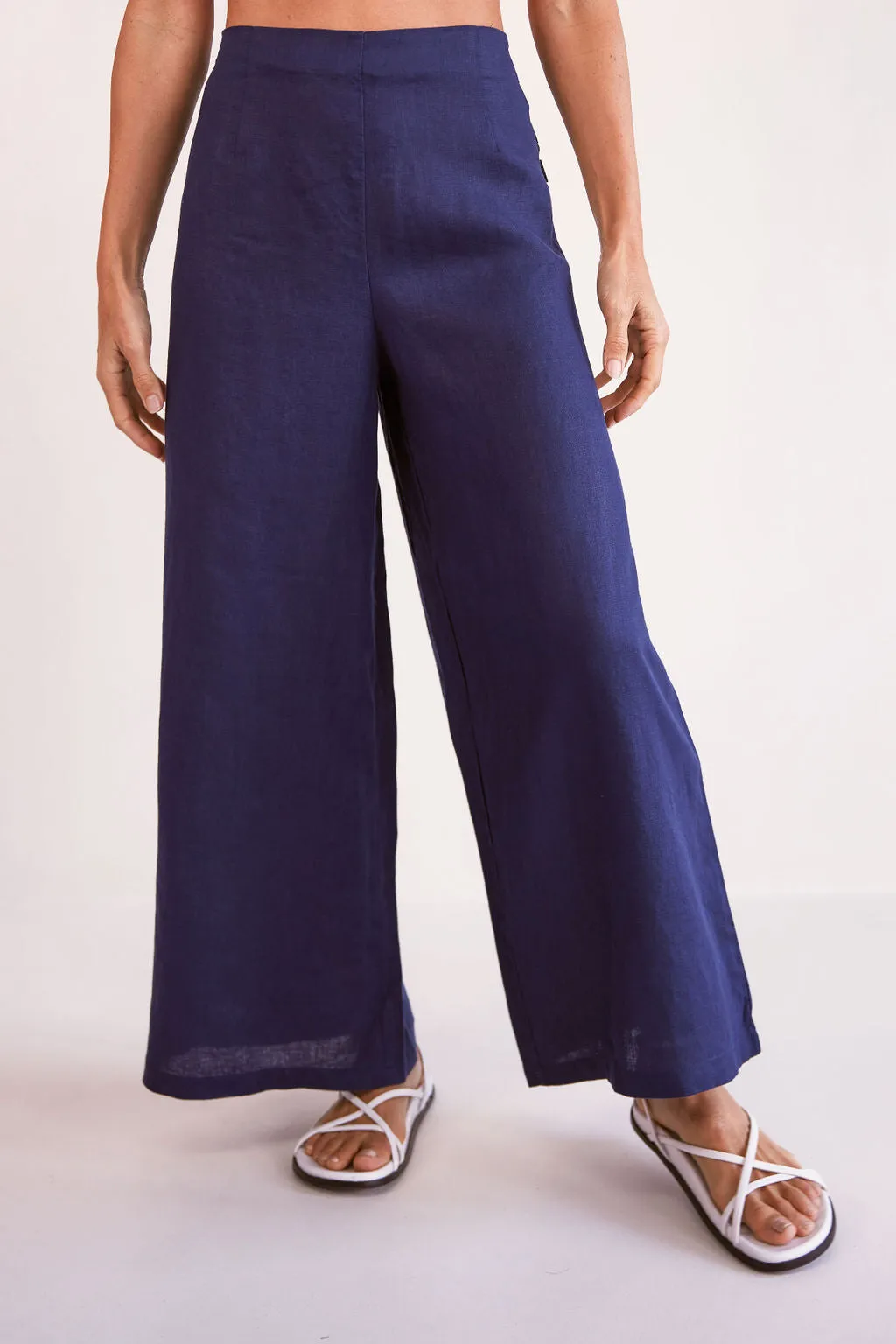 See Saw - 100% Linen Palazzo Pant Navy | SS56N