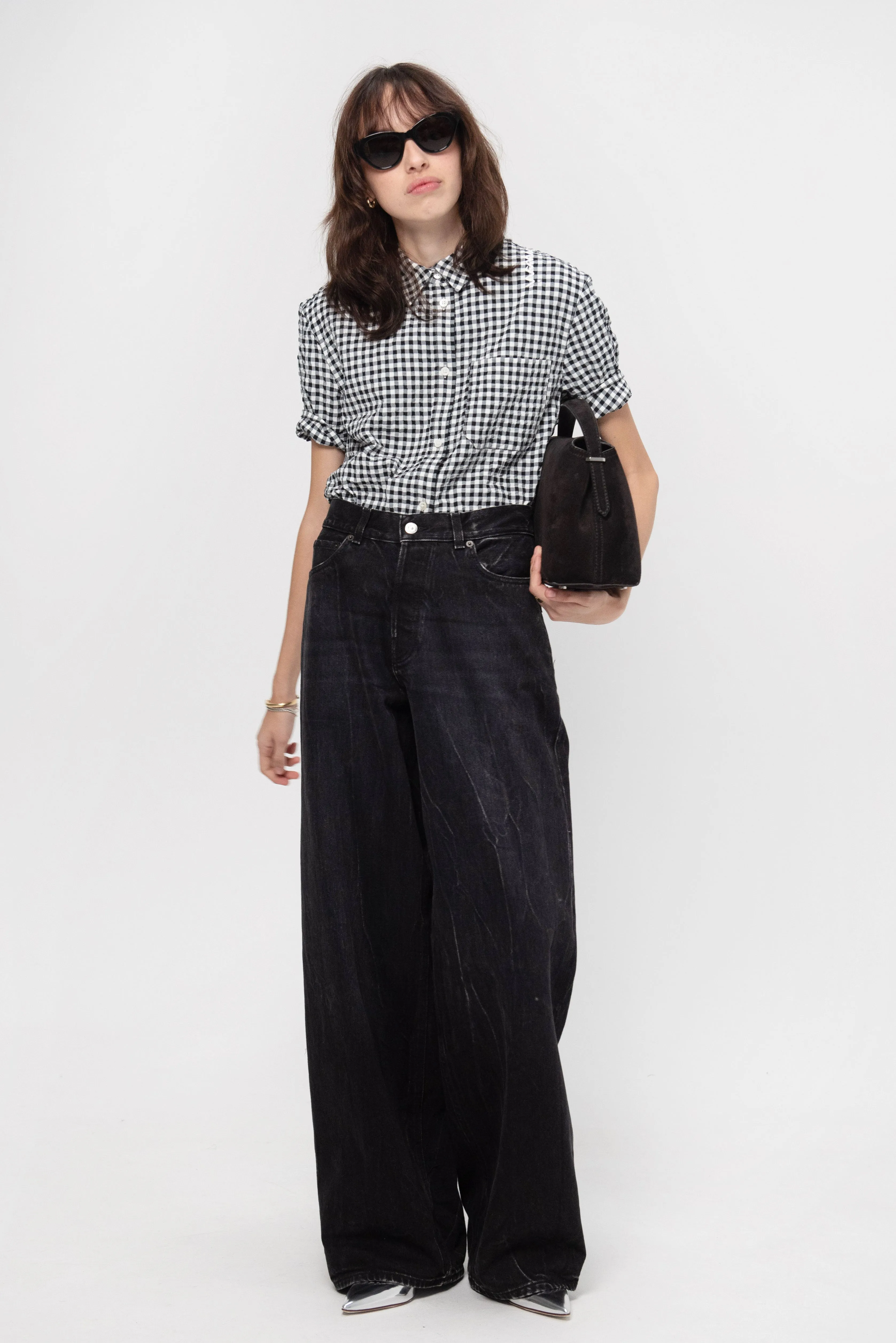 Seersucker Checked Shirt, Black