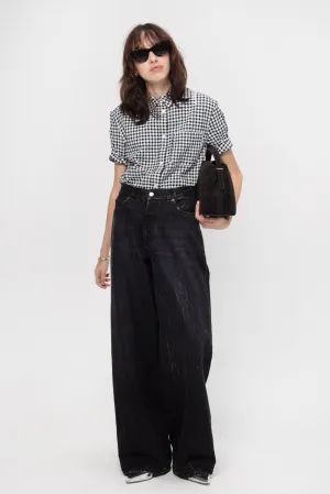 Seersucker Checked Shirt, Black