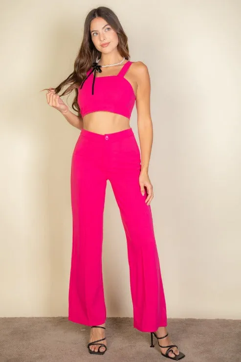 Solid Tank Top & Wide Leg Pants