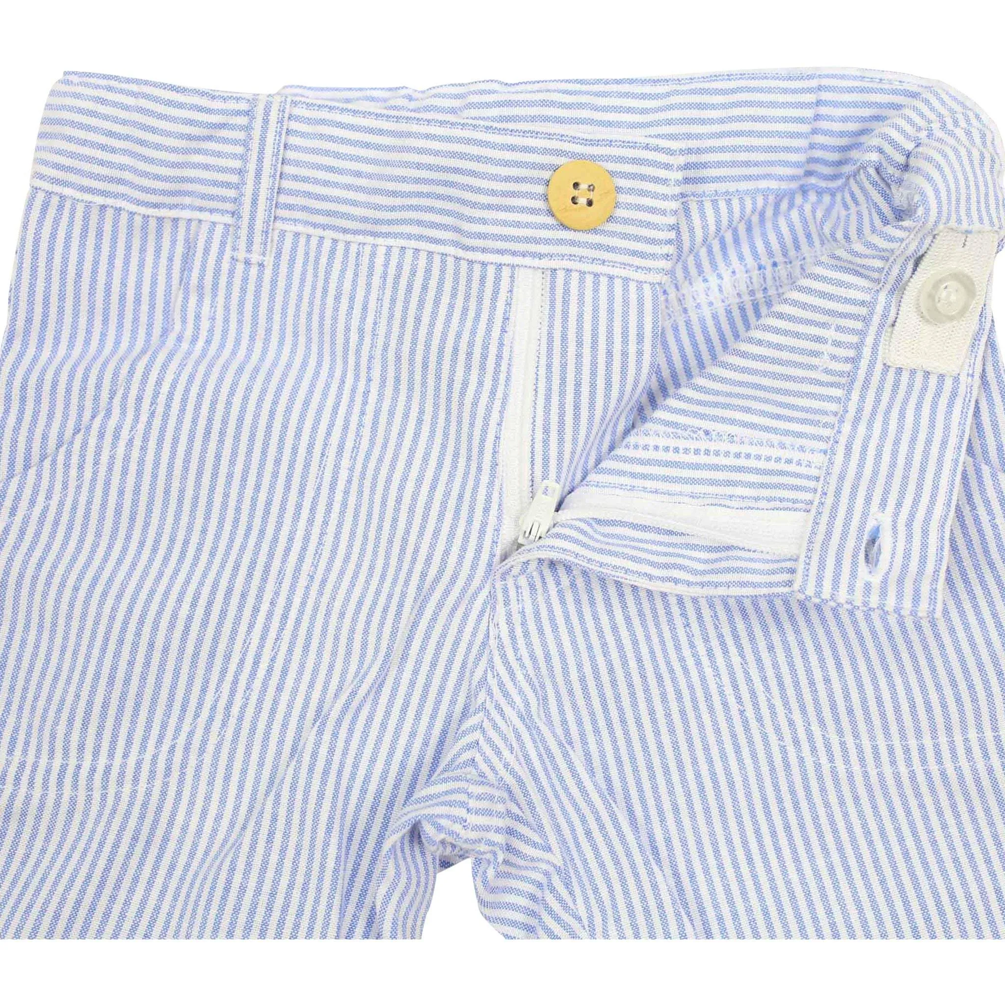 Striped Cotton Twill Pant Blue