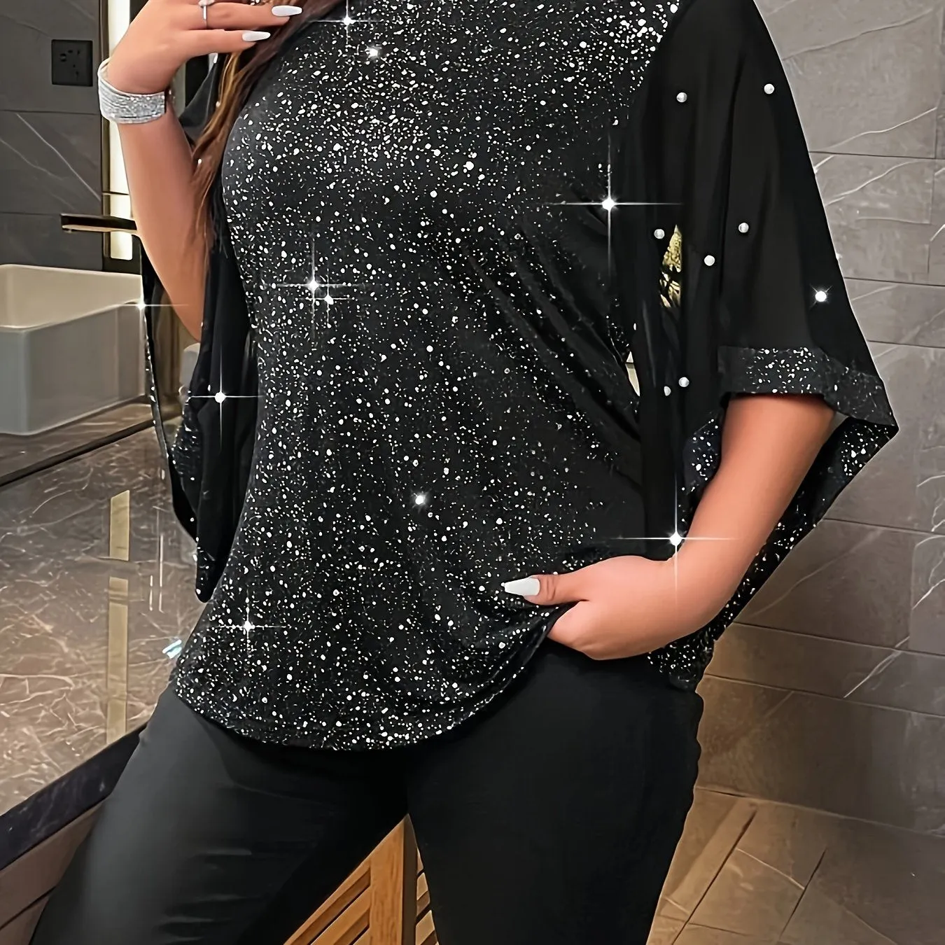 Stylish Plus Size Irregular Sleeve Top for Spring  Summer