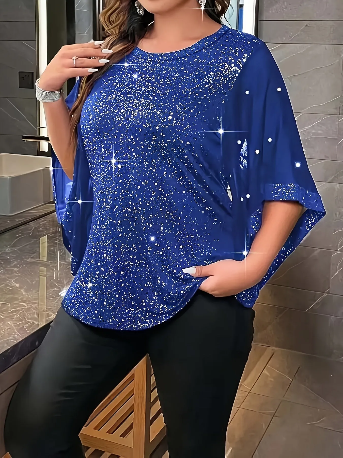 Stylish Plus Size Irregular Sleeve Top for Spring  Summer