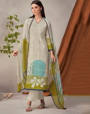 Sudriti Sahiba Off-White Unstitched Pure Cotton Suits