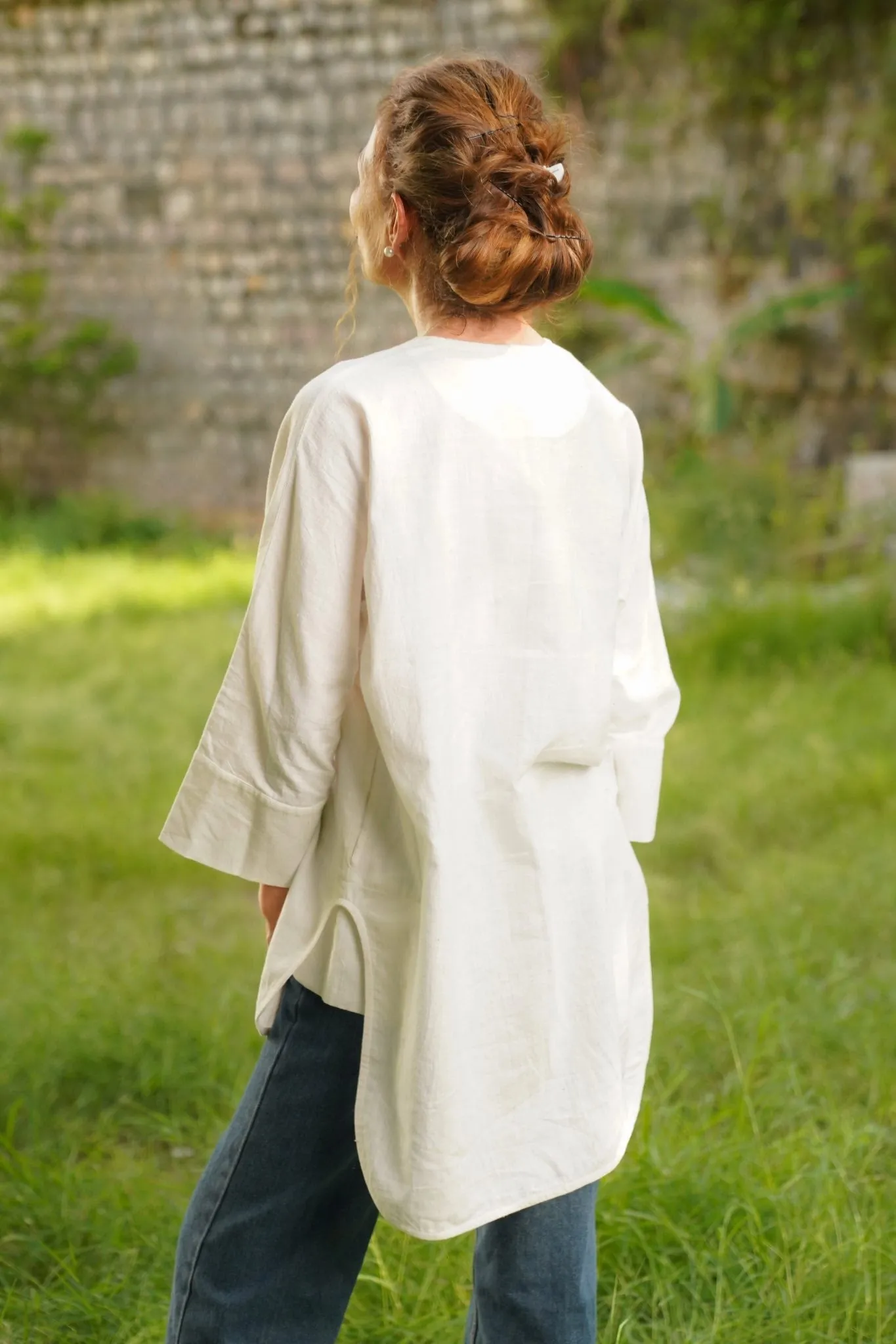 Tokyo - White Handspun & Handwoven Tunic Top