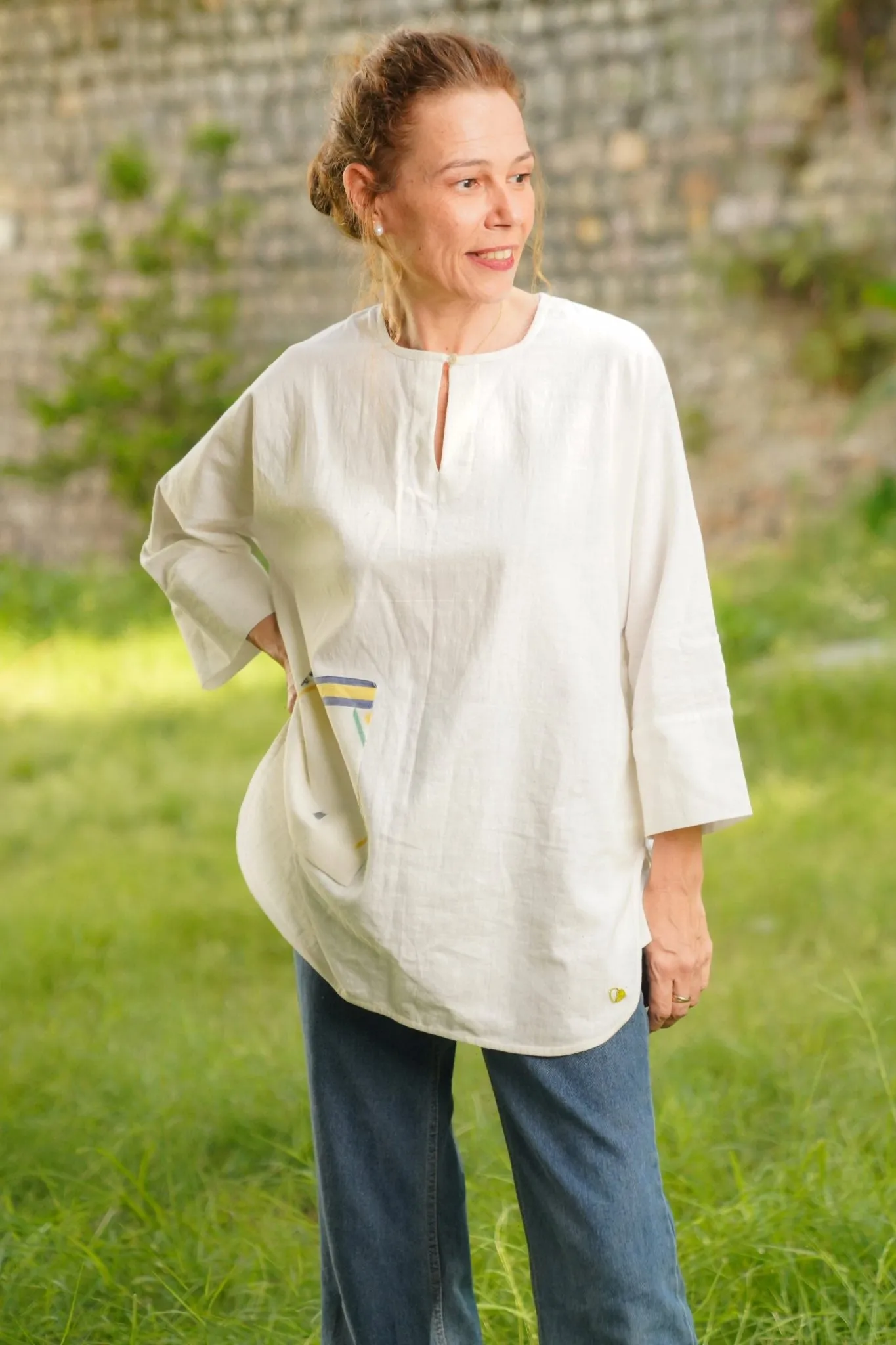 Tokyo - White Handspun & Handwoven Tunic Top