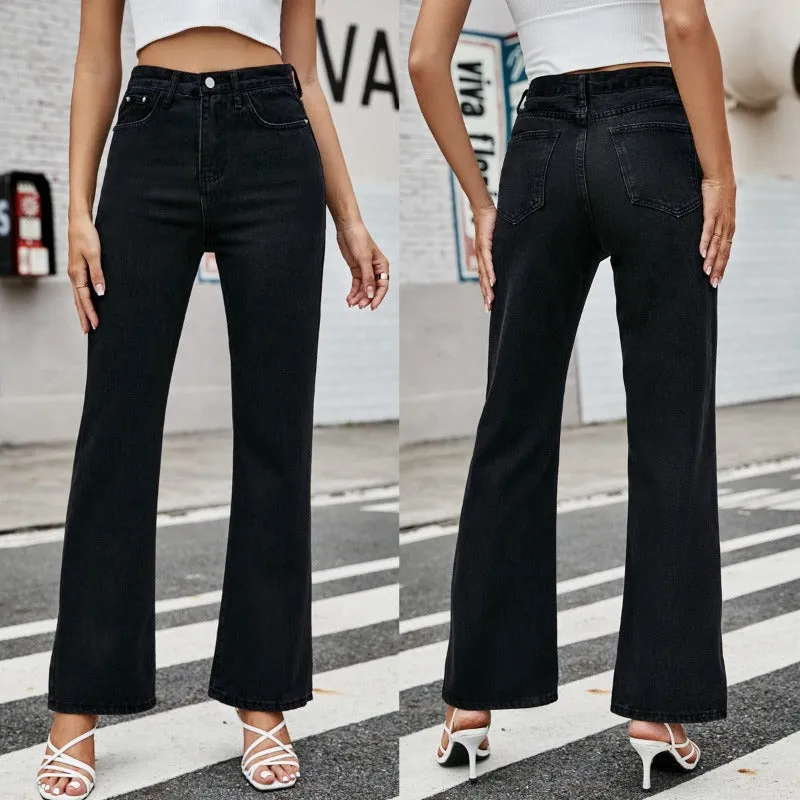 Trendy High Rise Straight Flared Jeans