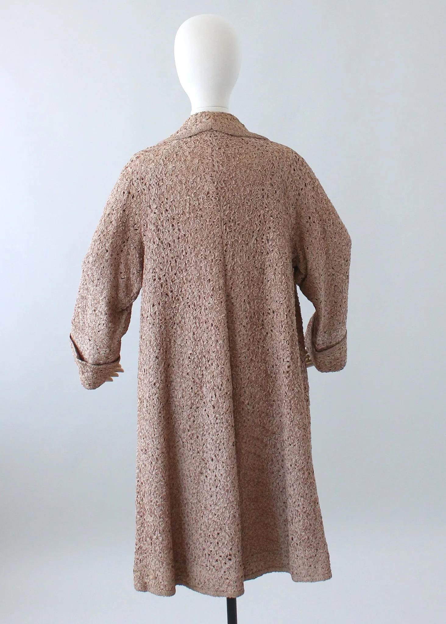 Vintage 1950s Woven Ribbon Lace Swing Coat