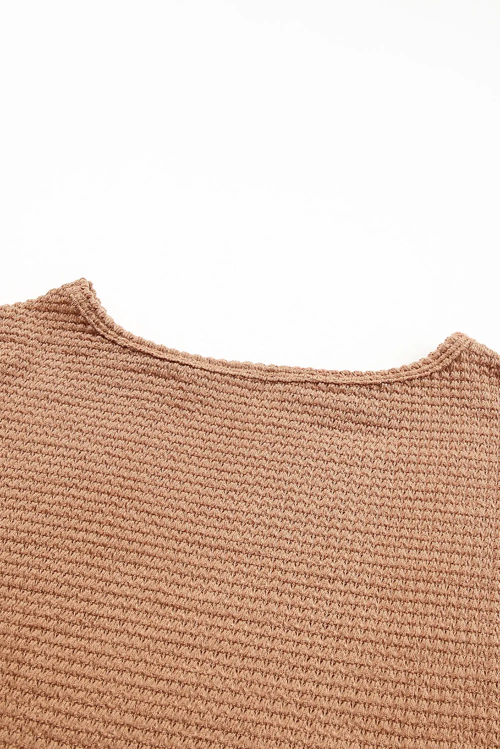 Waffle Drop Shoulder Long Sleeve Top