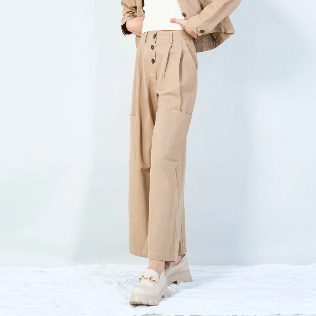 Wide-leg trousers with button front wholesale