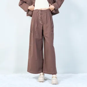 Wide-leg trousers with button front wholesale