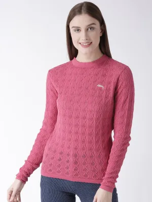 Women Cotton Casual Long Sleeve  Pink Winter Sweaters