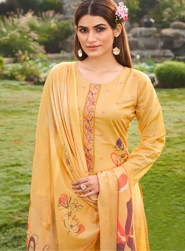 Women Pure Lawn Cotton Unstitched Suit Material with Dupatta