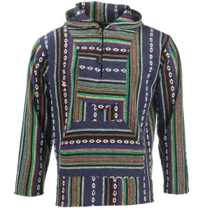 Woven Cotton Baja Hoodie - Purple & Green