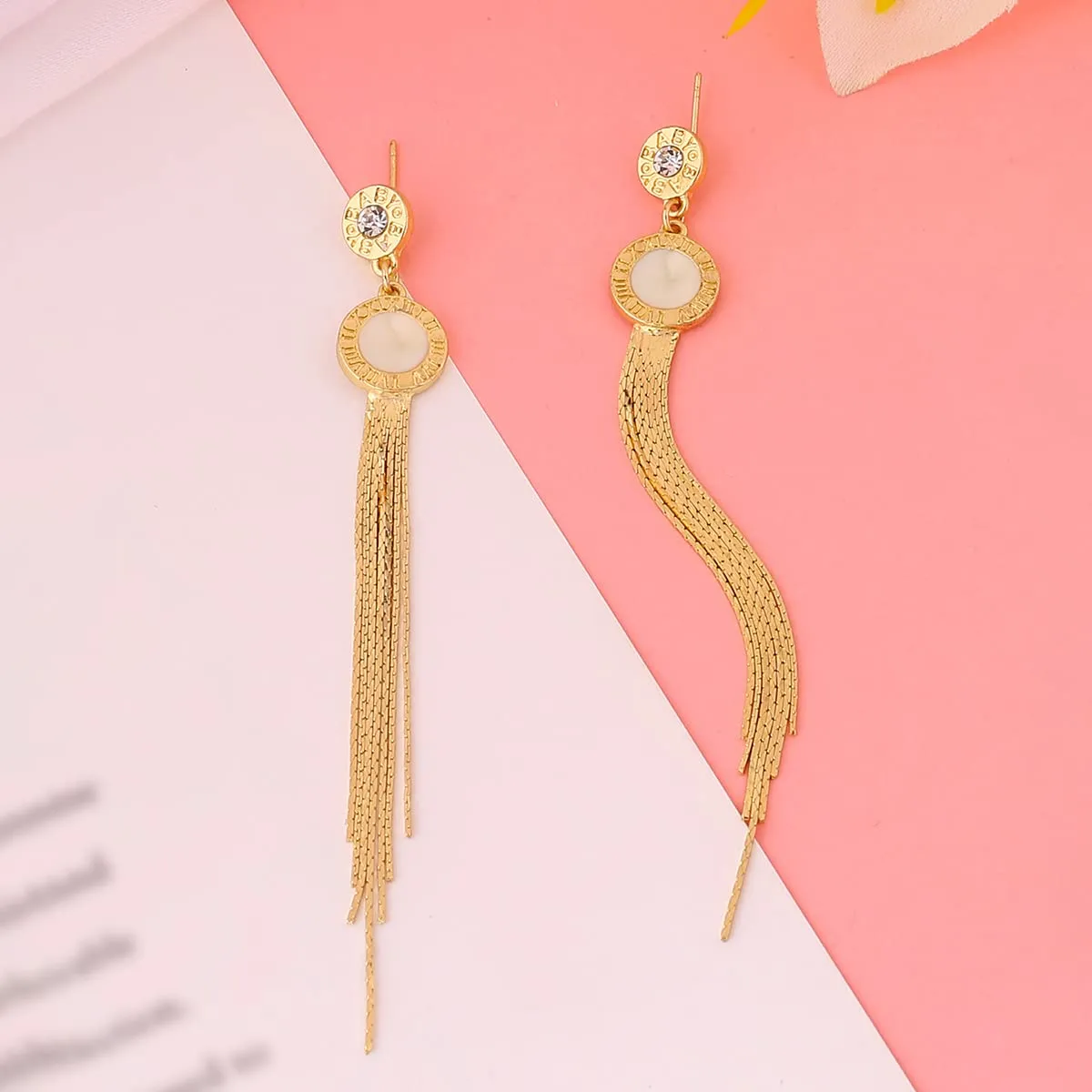 Yellow Chimes Earrings For Women Gold Tone Elegant Long Tassel Chain Drop Dangle Earrings For Women and Girls